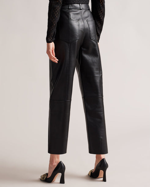 AUBINN-Trousers-Trend-setting and just fabulous, AUBINN are the ultimate style statement. With a high waist and enhanced seams, this modern wardrobe staple is ideal for any occasion and can be dressed up or down to suit your needs. Leather trousers have never looked better.By purchasing this product, you are supporting responsible leather manufacturing through the Leather Working Group. Ted Baker womenswear collection Leather trousers Barrel leg High rise Zip and button fastening Belt loops Five pockets Roo